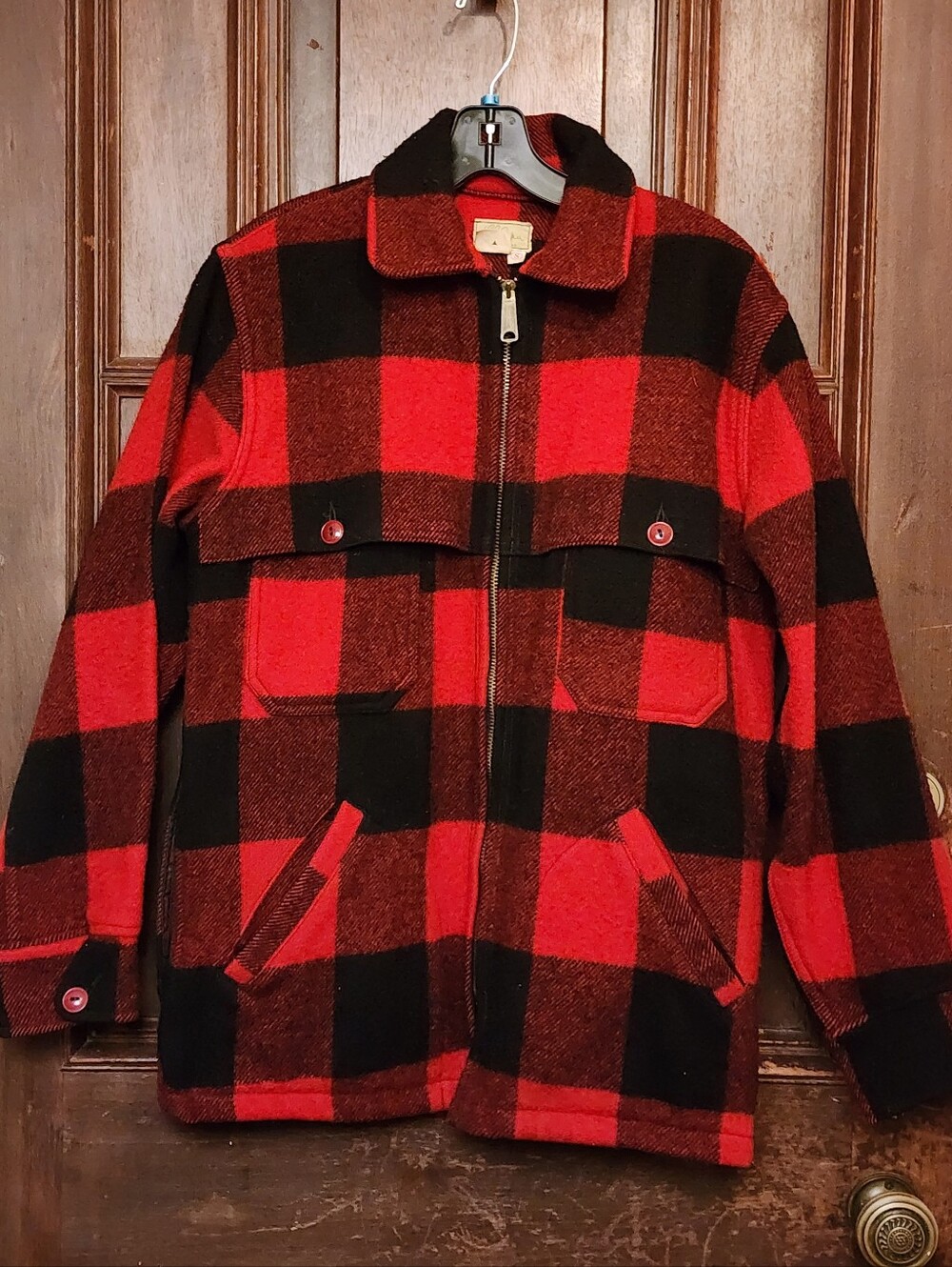 Vintage 1960's L L Bean Mackinaw Buffalo Check Plaid Jacket-100% Wool-Mens Small